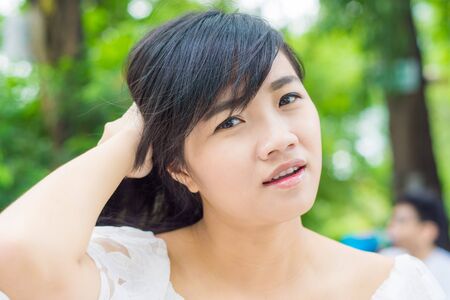 Young asian woman at outdoor, Attractive young womanの写真素材