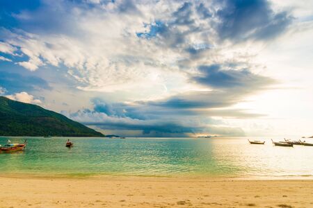 Blue sky with beach and tropical sea, Lipe  Islands, Thailand.の写真素材