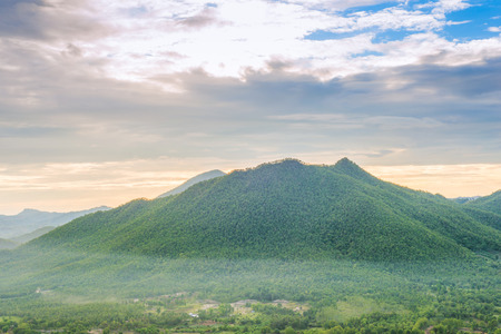 Beautiful summer sunrise in mountains. Loei Thailandの写真素材