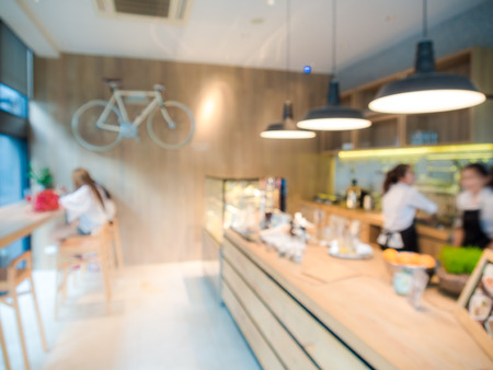 Coffee shop blur background with bokeh image. Blur coffee cafe shopの写真素材