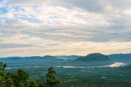 Beautiful summer sunrise in mountains. Loei Thailandの写真素材
