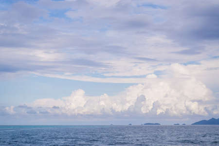 Sea and cloudy sky. Ocean view in sunny summer dayの写真素材