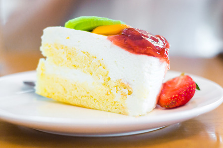 Fruit cake with strawberry givi and lamon in cafe shopの写真素材