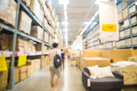 Blurred image of home department store with bokeh for backgroundの写真素材