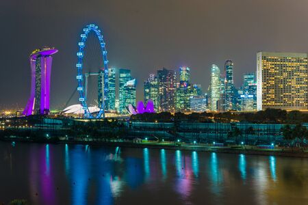 Singapore city skyline at night, Sity scapeのeditorial素材
