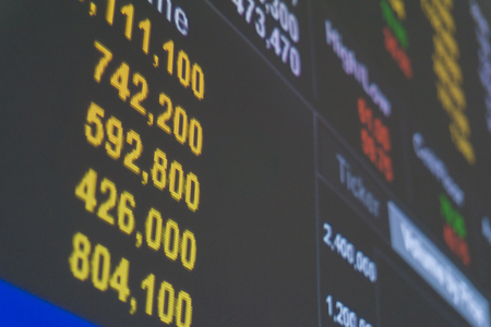 Stock bid and offer financial data on a monitor, Finance data concept.の写真素材