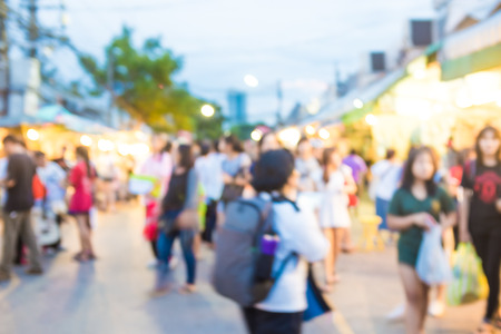 Blurred image of people at Chatuchak market, Bangkok Thailandの写真素材