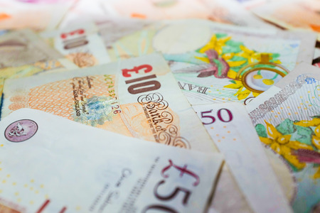 Selective focus of pound money business finance, making money concept.