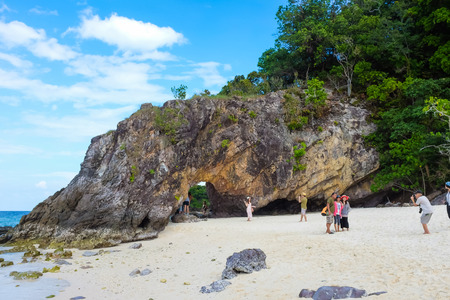 Koh Lipe,Thailand - December 6,2015 : The cave and beautiful beach sea on Koh Lipeのeditorial素材