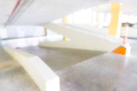 Blurred Underground Parking garage interior with a parked cars light motion blurの写真素材