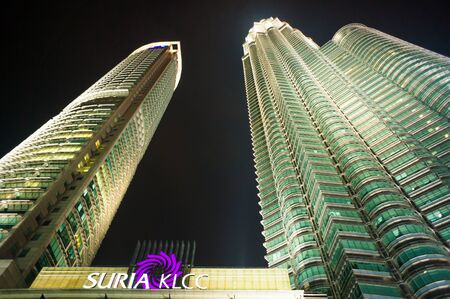 KUALA LUMPUR - OCT 25: The Petronas Twin Towers with Suria KLCC on October 25, 2014, in Kuala...