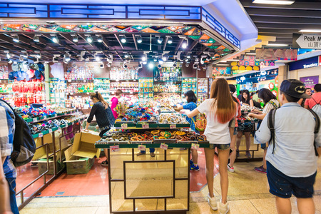 HONG KONG-OCT 23:Tourists and local residents are shopping inside The Peak Tower on october 23, 2015 in Hong Kong. The Peak is the most popular attraction in Hong Kong, provides magnificent view of the city.のeditorial素材
