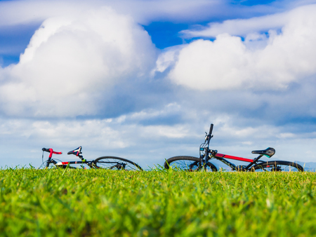 Bike in the park with sunrise blue sky. Sport conceptの写真素材