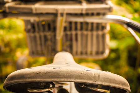 Close up old bicycle at cafe shop background, vintage styleの写真素材