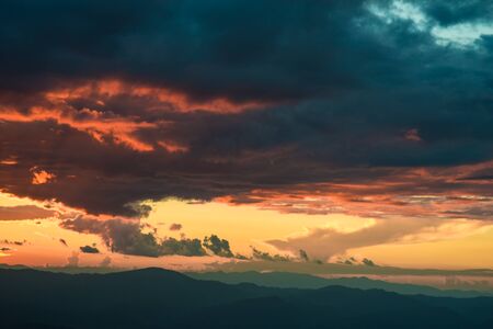Beautiful summer landscape in the mountains with the sun at dawn, Sub alpine mountain