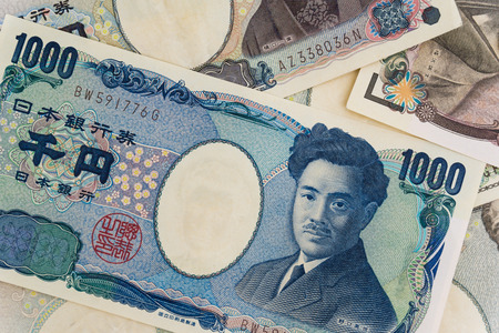 1000 and 5000 Japanese currency notes background , Japanese Yenの写真素材