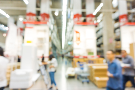 Blur store people background in shopping mall modern living mallの写真素材