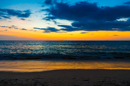 Sunset over the beach of ocean, Andaman sea