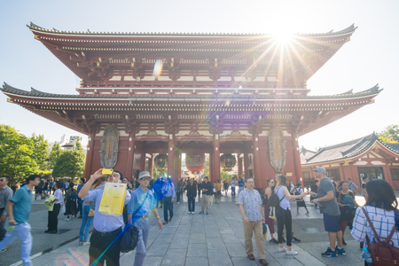 Tokyo - Oct 20, 2016 - unidentified people visit the Sensoji temple on 20 Ocotber 2016, Where is a famous tourist attraction when travelling around Tokyoのeditorial素材