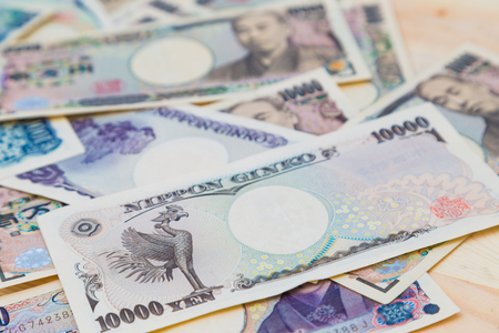 Japanese yen spread background 10000, 5000, 1000 valueの写真素材