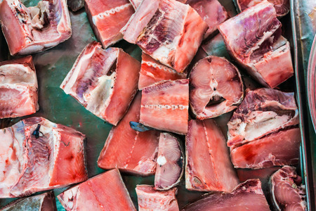 Fresh raw seafood at local market, Nutritious from oceanの写真素材