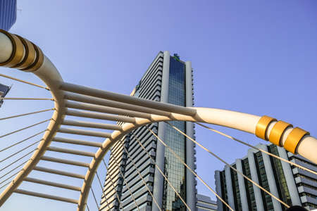 Modern skywalk office building business center, Bangkok Thailandのeditorial素材