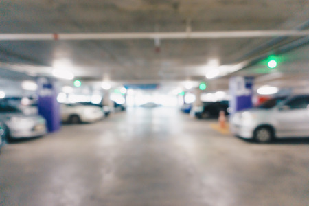 Blurred car park indoor of building vintage colorの写真素材