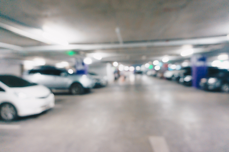 Blurred car park indoor of building vintage colorの写真素材
