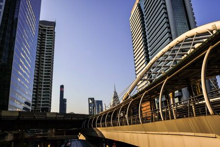 Modern skywalk office building business center, Bangkok Thailandのeditorial素材