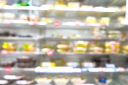 Supermarket blurred bokeh abstract background, Modern life conceptの写真素材
