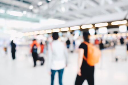 Business people motion blurred focus in airport, Transport travel conceptの写真素材