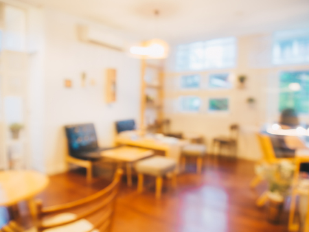 Blur coffee shop warm tone image background, Blurred Cafeteria