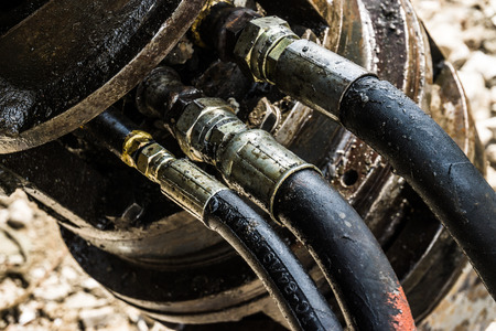 Hydraulic Tube Bender Mechanism Close-up, Heavy industry toolの写真素材