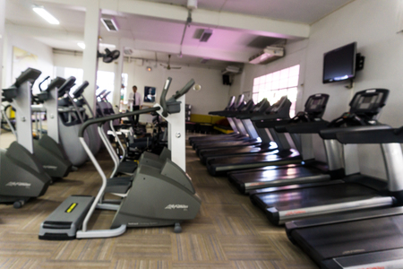 Treadmill in fitness training room exercise machine, Healthy life conceptのeditorial素材