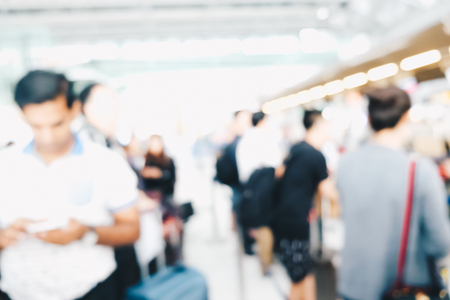 Blurred business tourist people wait for checking in of airport, Group of crowdの写真素材
