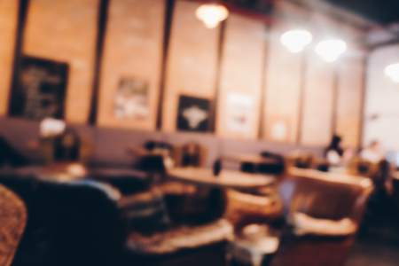Blurred vintage coffee shop with people background, Food and drink concept