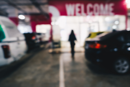 Blurred car parking indoor of building transport backgroundの写真素材