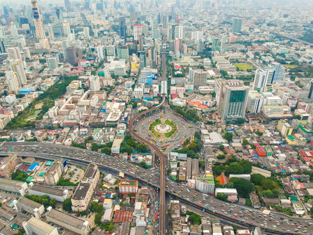 Aerial view of Bangkok building skyscraper at Victory monument business district, Thailand