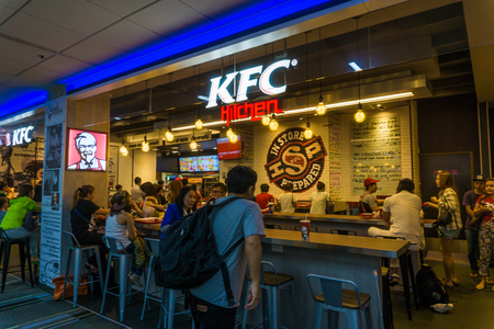 BANGKOK - JUNE 30: MC and KFC restaurant in Don Mueang International Airport on June 30, 2016 in Bangkok. It is considered to be one of the worlds oldest international airports.のeditorial素材