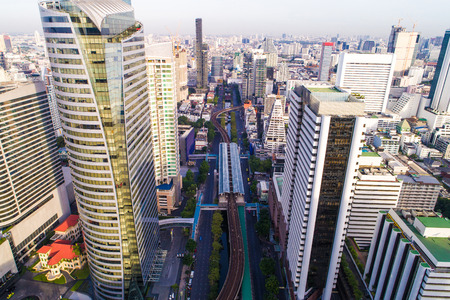 Architecture modern office building cityscape Bangkok, Thailandのeditorial素材