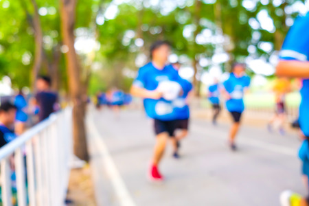 Blurred marathon running hurry up of people, Healthy activity background