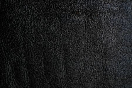 Black genuine fullgrain cow leather texture skin backgroundの写真素材