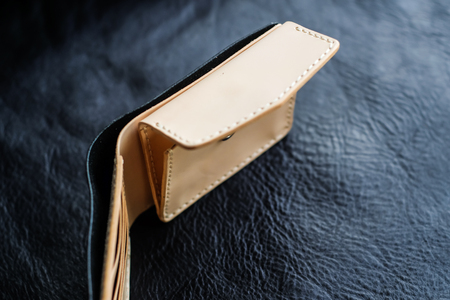 Handmade leather wallet vegetable tanned leather top view