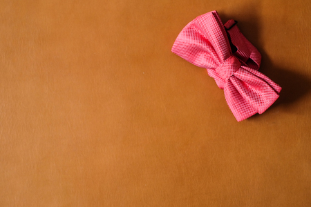 Luxury bowtie bride wedding on leather background valentine conceptの写真素材
