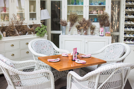 Interior of vintage restaurant decoration luxury cafe, food and drink industryのeditorial素材