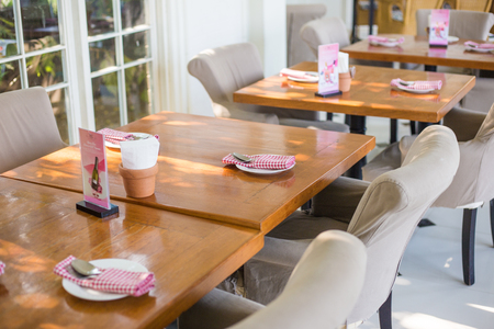 Interior of vintage restaurant decoration luxury cafe, food and drink industryの写真素材