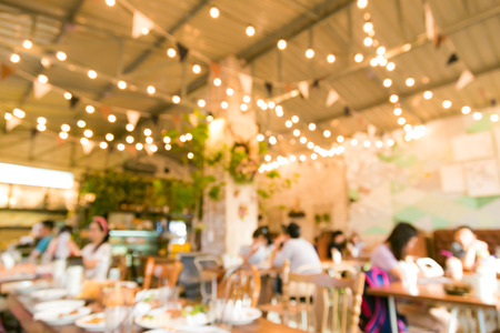 Blurred background of people in cafe resaturant vintage coffee shopの写真素材