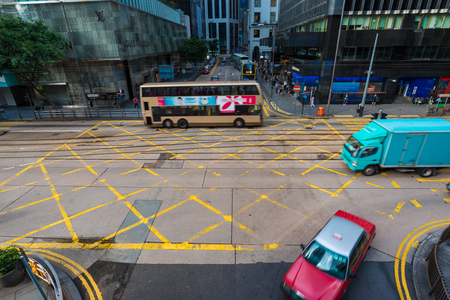 Hongkong, Hongkong-October 25, 2015 - Traveling background with building in Hongkong, transportation Hongkong city.のeditorial素材