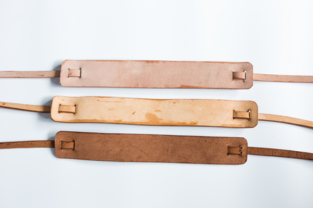 Genuine vegetable tanned leather camera strap handmade, Art craftsmansghip objectの写真素材