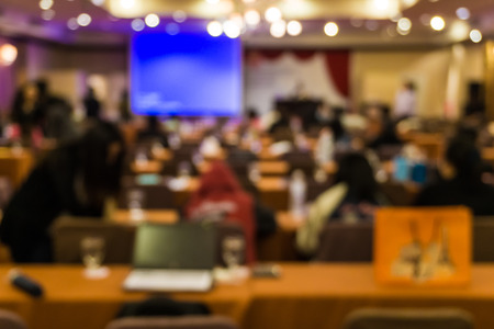 Blurred people meeting in seminar room luxury hotelの写真素材